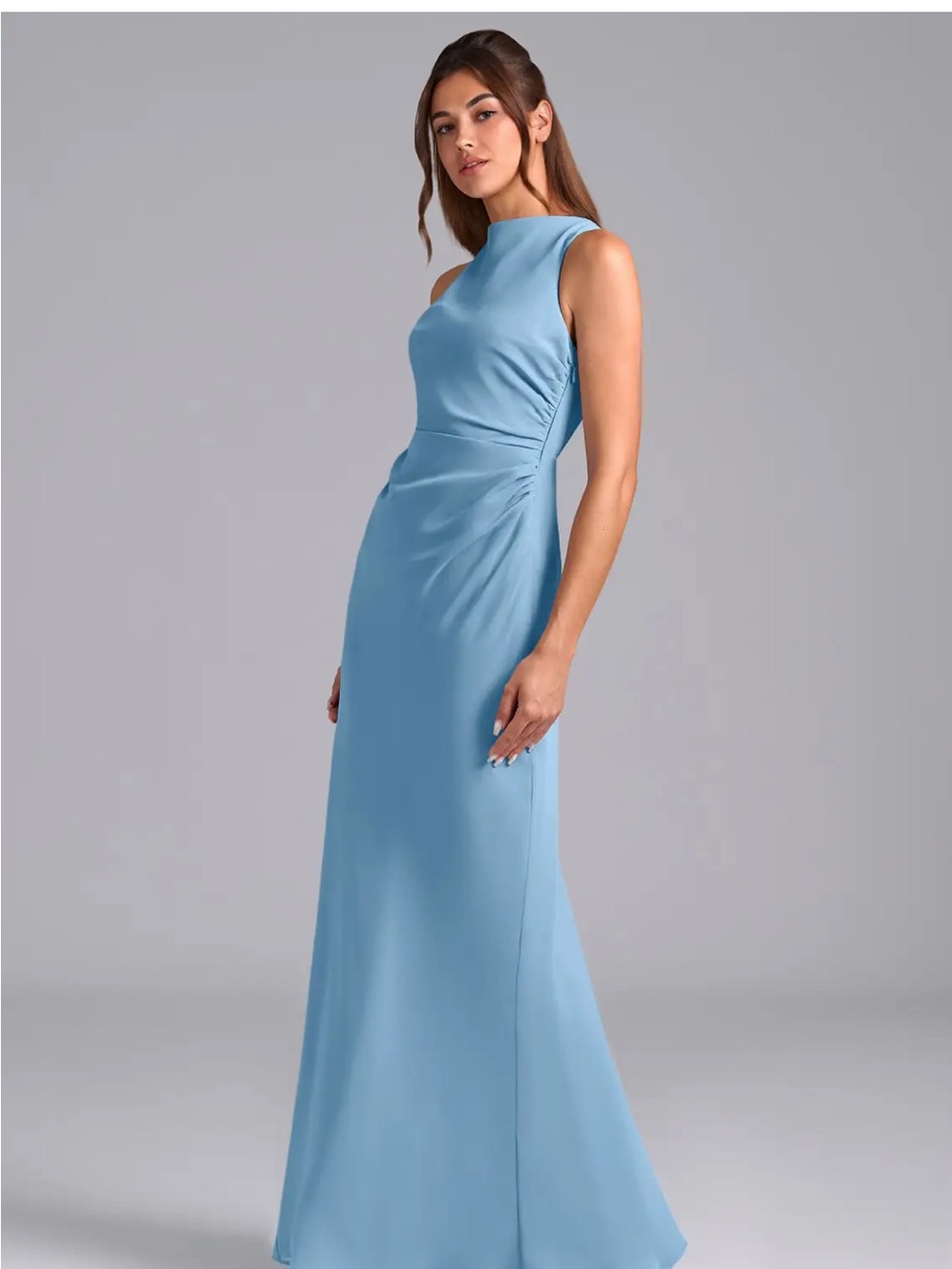 Azazie Steel Blue Chiffon Bridesmaid Dress